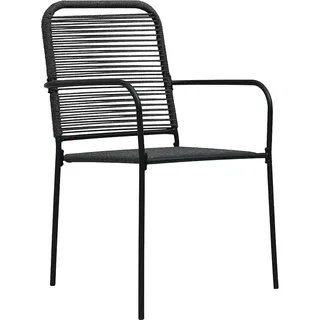 vidaXL Gartenstühle 4 Stk. Baumwollseil und Stahl Schwarz - Schwarz