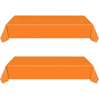 137*274cm Tischdecke Einweg Plastiktischdecke Orange, 2 Stück Kunststoff Tischdecken Rechteckige Wasserdichte Tischabdeckung für Indoor Outdoor Party, Halloween, Kindergeburtstag, Desktop Dekoration