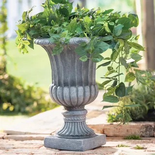 Dekoleidenschaft Amphore Antiqua Garten Pflanzgefäß in Antik Stein Optik, 51 cm hoch, Outdoor Blumentopf, Pflanztopf für Draußen