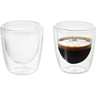 Leonardo Espressoglas , Transparent , Glas , 2-teilig , 100,00 ml , 6.30x7.10x6.30 cm , doppelwandig , Geschirr, Tassen, Espressotassen