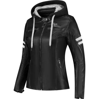 Rusty Stitches Joyce Hooded V2 Lederjacke Damen - Schwarz/Weiß - 46