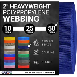 Strapworks Unisex-Erwachsene Polypropylene Webbing Poly-Umreifung für Outdoor-Heimwerker-Ausrüstung, 5,1 cm x 45,7 m, Marineblau, 2" x 50 Yard