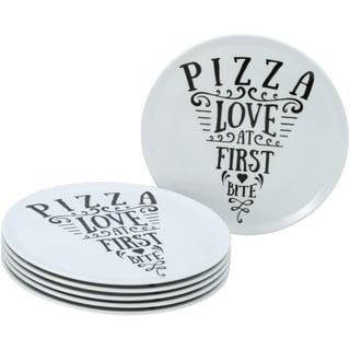 CreaTable CreaTable, 21569, Serie Pizzateller Set IN LOVE, 6-teiliges Geschirrset, Pizzateller aus Porzellan, spülmaschinen- und mikrowellengeeignet, Made in Europe