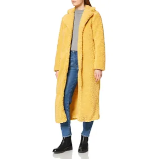 NA-KD Damen Oversized Teddy Coat Übergroßer Teddymantel, gelb, 38 EU