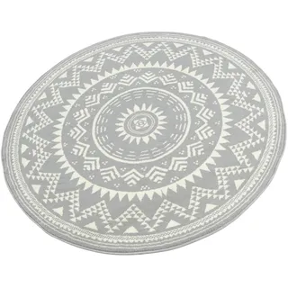 HANSE HOME Teppich »Valencia«, rund, 9 mm Höhe, Kurzflor, Modern, Vintage, Mandala, Wohnzimmer, Kinderzimmer, Flur, Schlafzimmer, Küche – Grau Creme ø140cm