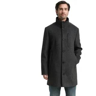 Tom Tailor 1046983 Wool Mantel - Dark Grey Black Herringbone - L