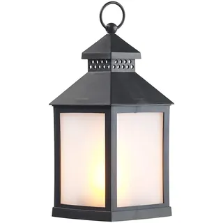Lunartec LED Laterne Outdoor: LED-Laterne mit realistischem Flammenspiel und Timer, schwarz (mit Timer für draußen, Outdoor mit, außen)