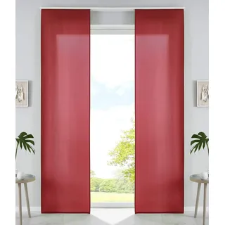 2er Set Schiebegardinen Flächenvorhänge Mikrofaser Vorhang Gardine Schiebe HxB 245x60 cm Bordeaux Matt Paneelwagen Beschwerungsstangen, 85600N2