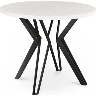 WFL GROUP Esstisch, Weiß, Holzwerkstoff, 10-Sitzer, Rund,Rund, 100x76x100 cm, Esszimmer Tische, Esstische