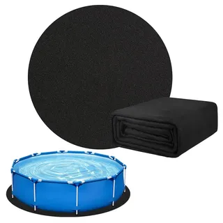 LOMUG Pool Unterlage, Poolunterlage Rund, Faltbarer Poolmatten Schutzboden Bodenschutzmatte, Whirlpool Matte für Outdoor Hinterhof Garten Rasen Whirlpools (Schwarz,Ø370cm)