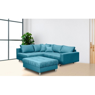 Collection AB Ecksofa »Cannes L-Form«, mit Hocker, inkl. Schlaffunktion, blau