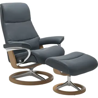 Stressless Stressless® Fußhocker »View« mit Signature Base,Gestell Eiche, blau