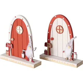 Boltze Deko-Aufsteller Snorre 2-fach Sortiert 20 cm x 18 cm x 5 cm Rot-Weiß