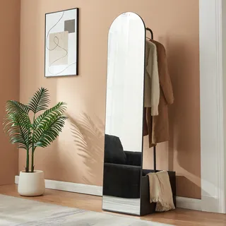Garderobenspiegel 'Kuonta' 165 x 40 x 51 cm Ganzkörperspiegel mit Kleiderständer Schwarz - Schwarz