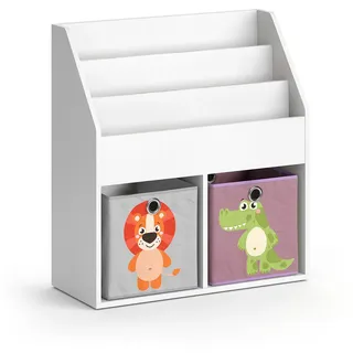 Vicco Kinderregal Luigi Weiß 72 x 79 cm mit 2 Faltboxen opt.3 , Holzwerkstoff , 5 Fächer , Rechteckig , 72x79x30.7 cm , Babymöbel & Kindermöbel, Babyzimmer, Babyregale & Kinderregale