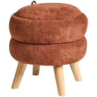 Beliani Pouf mit Stauraum Chenillegewebe Goldbraun Hawley , Goldfarben , Textil , Rund , 40x41x40 cm , Wohnzimmer, Sessel, Hocker & Hockerbänke, Poufs