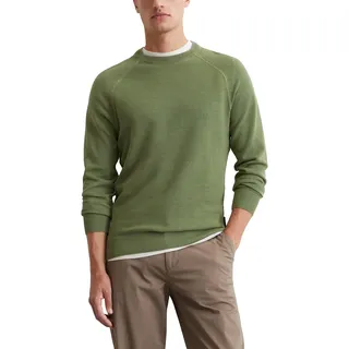 Marc O'Polo Herren Strickpullover aus Bio-Baumwolle mit Rundhalsausschnitt, Grün (Victorian Mist), M