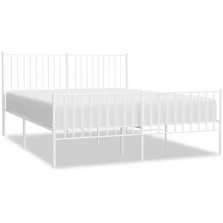 vidaXL Bettgestell mit Kopf- und Fußteil Metall Weiß 160x200 cm - Weiß