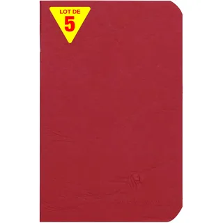 Clairefontaine 734162Cpack - Packung 5 Heft - Notizbuch geheftet, Age Bag, 9x14 cm, 48 Blatt, liniert, 90g, Rot, 1 Pack