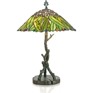 Casa Padrino Tiffany Tischleuchte Hockerleuchte Bananenblätter 40 cm ModX4a - Leuchte Lampe