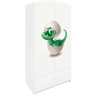 Raumhirsch Furniture Kinderkleiderschrank Kleiner Dino , Weiß , Holzwerkstoff , Rechteckig , 90x175x52 cm , Babymöbel & Kindermöbel, Babyzimmer, Babykleiderschränke