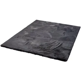 DEKOWE Fellteppich Roger Deluxe, rechteckig, Höhe: 33 mm, Kunstfell, Kaninchenfell-Haptik, besonders weicher Hochflor grau 70 cm x 120 cm x 33 mm