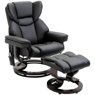 Homcom Relaxsessel Kunstleder 79 x 101 x 82 cm Schwarz mit Fußhocker, elektrisch