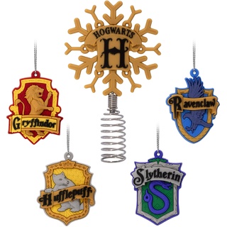 Hallmark Harry Potter 12,7 cm Miniatur-Weihnachtsbaumspitze und 4,8 cm Mini-Ornamente, bruchsicher, 5 Stück