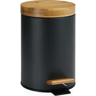 Papierkorb mit Pedal Andrea House Schwarz Mattierend Metall Bambus 3 L (Ø 17 x 26 cm)