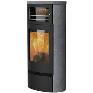 LOTUS Kaminofen Jubilee 35 mit Warmhaltefach | Schwarz/Speckstein | 7 kW