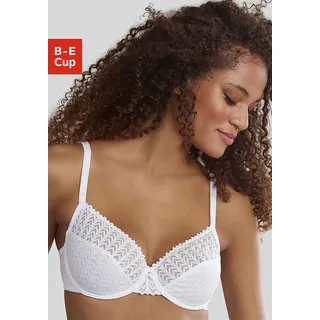 Bügel-BH S.OLIVER "BH mit Bügel, Spitzen-BH, Lilou", Damen, Gr. 70, Cup D, weiß, Spitze, Obermaterial: 85% Polyamid, 12% Elasthan, 3% Polyester, Basic, BHs Bügel-BH, als Dessous-Set kombinierbar, in dezent transparenter Optik, Dessous