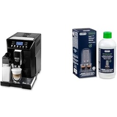 De'Longhi Eletta Evo ECAM 46.860.B Kaffeevollautomat mit LatteCrema Milchsystem, Cappuccino und Espresso auf Knopfdruck, LCD Display und Sensor-Touch-Tasten, schwarz mit DLSC 500 Entkalker