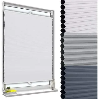 WOLTU Wabenplissee ohne Bohren verdunkelung, 85 x 220 cm, Weiß-Weiß | Plissee Klemmfix, Plisseerollo Thermo, Sonnenschutz für Fenster und Tür, Sichtschutz, Faltrollo Schallschutz einfache Montage