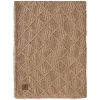 Jollein Babydecke Check Knit, Biscuit - Teddy Fleece - 75x100cm - 60% Baumwolle, 40% Acryl, Innenseite 100% Polyester - Für Babywiege - 2.0 TOG - Oeko-TEX Zertifiziert - Strickmuster