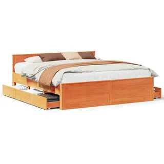 vidaXL Massivholzbett ohne Matratze mit Kopfteil Braun 200x200 cm - Braun
