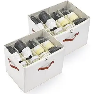 2er-Set Schuhorganizer für den Schrank, faltbare Aufbewahrungsbox mit verstellbaren Trennwänden & Klarsichtdeckel, Platz für bis zu 12 Paar Schuhe, platzsparende Schuhboxen (weiß, mittel)