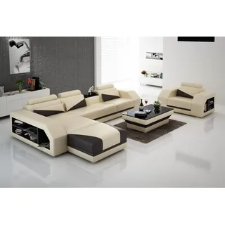 Wohnlandschaft Ecksofa L-Form mit Sessel Set Modern JVmoebel - Beige, Braun