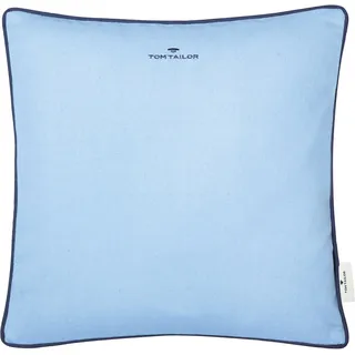 Dekokissen TOM TAILOR HOME "Dove Signature" Gr. 1, blau (azur, hellblau, blau, unifarben), B:40cm H:0,5cm L:40cm, Baumwolle, Polyester, Dekokissen_Sitzkissen_Kissenhüllen, Dekokissen, mit Paspel, Kissenhülle ohne Füllung, 1 Stück