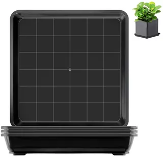 4 Stück Blumentopf Untersetzer Eckig 35x35cm Quadratische Untersetzer Blumentopf Schwarz Blumenuntersetzer Pflanzschale Eckig Flach Kunststoff Pflanzen Untersetzer für Outdoor Indoor Pflanzkübel