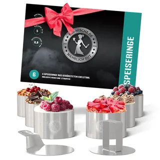 Ess-Nische® Dessertringe 8cm Burgerringe - Ideales Grill-Zubehör als Burger Presse beim BBQ oder als Törtchenform für eine Mini Kuchenform rund - verwendbar auch als Brötchen Backform