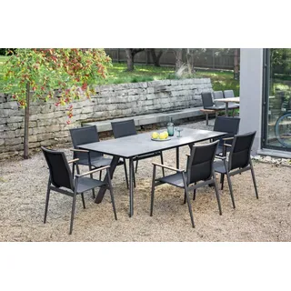 Niehoff Set Noah, Regg - Das Set besteht aus: 1 x Tisch Noah Stativprofil anthrazit, 6 x Stapelsessel ...