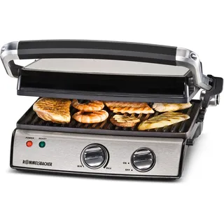 Kontaktgrill ROMMELSBACHER "KG 2020", grau (edelstahl), B:32,5cm H:14,5cm T:34,5cm, Kontaktgrill_Standgrill_Tischgrill_Teppanyakigrill, Kontaktgrill