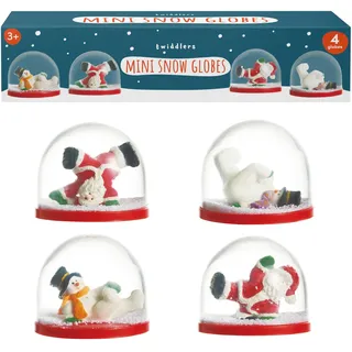 THE TWIDDLERS - 4 Mini-Weihnachts-Schneekugeln in weihnachtlichen Designs für Strumpffüller, Party-Geschenk-Taschen, Festliche Ornamente, Dekorationen - 6cm (2 Schneemänner & 2 Weihnachtsmänner)