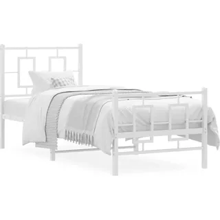 vidaXL Bettgestell mit Kopf- und Fußteil Metall Weiß 80x200 cm - Weiß
