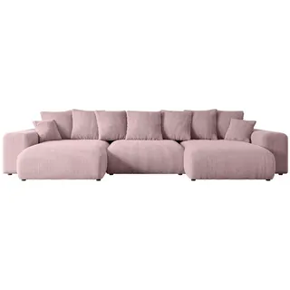 altdecor Eckcouch Cord 6-Sitzer Rosa