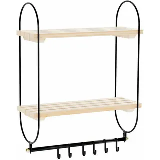 [en.casa] Wandregal Pielavesi 47 x 40 x 16 cm Schwarz/Natur
