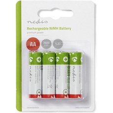 Nedis Wiederaufladbare Batterie AA NI-MH 1.2 V 2600 mAh 4 Stück (4 Stk., AA, 2600 mAh), Batterien + Akkus