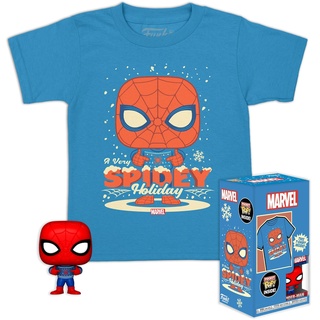 Funko Pocket POP! & Tee: Marvel-Holiday Spiderman - Spider-Man - M - Captain America 3 - T-Shirt - Kleidung Mit Vinyl-Minifigur Zum Sammeln - Geschenkidee - Spielzeug Und Kurzärmeliges Top Männer