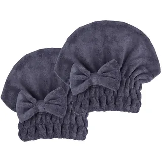 MAYOUTH Mikrofaser Handtuch Haare Super saugfähig 2 Stücke Kopfhandtuch Haarturban Haarhandtuch Schnelltrocknend Turban Geschenke für Damen & Mädchen (Dunkelgrau X2)