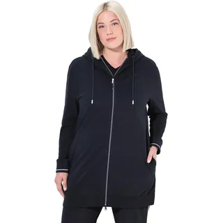 Ulla Popken Damen Sweatjacke Lang, Accent Sweatshirt, Schwarz, 46-48 EU